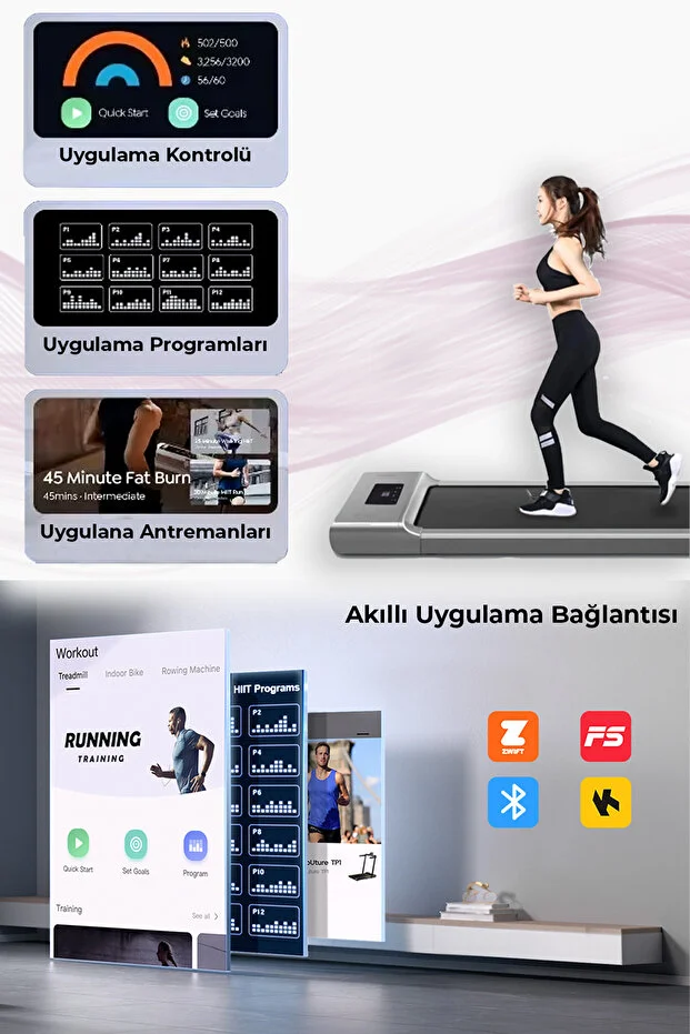 Bluetoothlu Uzaktan Kumandalı Portatif Yürüme Ve Koşu Bandı 